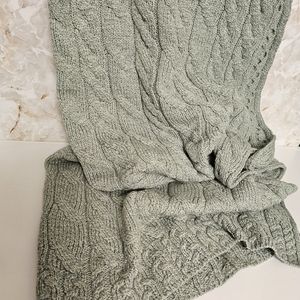 Aran Woolen Mills Knitted Wool Throw Blanket